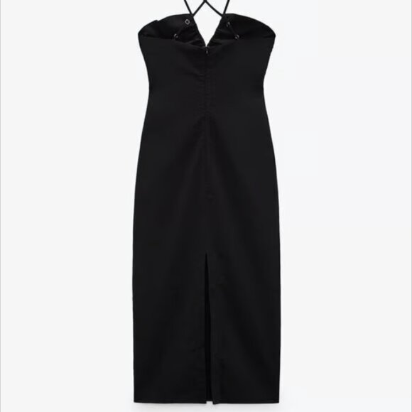 ZARA Cut Out Midi Dress, Wooden Bead Detail, Black, XS - Picture 5 of 12